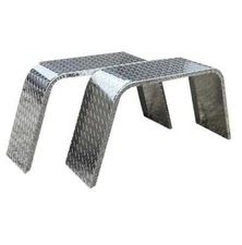 Qty 2 Boat Trailer Fenders Aluminum Diamond Tread Plate 10" W x 33" L x 17" H