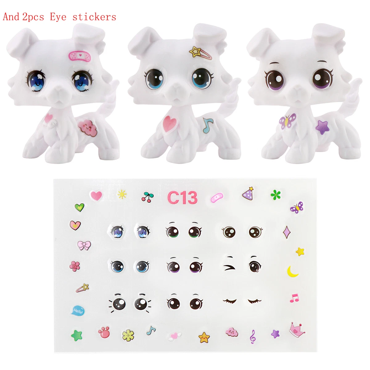 Lps Custom White Base Painted Collie Short hair Cat Cocker Spaniel