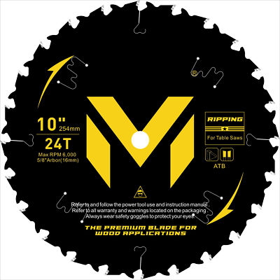 10 Inch 24 Circular Saw Blade Tooth 5/8'' Arbor Ripping