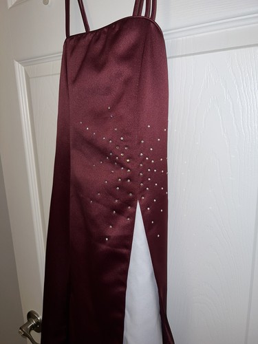 Maroon formal, Flower Girl Dress 10, pageant, Wedding Satin with. shawl - Picture 5 of 9