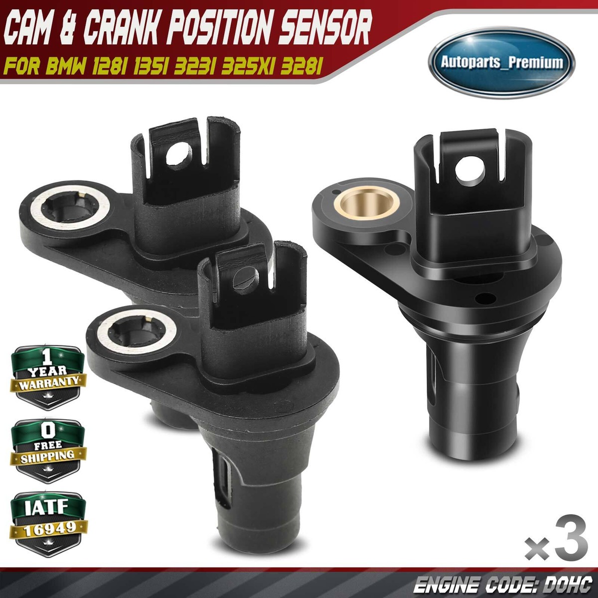 2X Camshaft Position Sensor CPS For BMW 128i 135i 325xi 328i 328xi 330i 3.0L – OEM Replacement