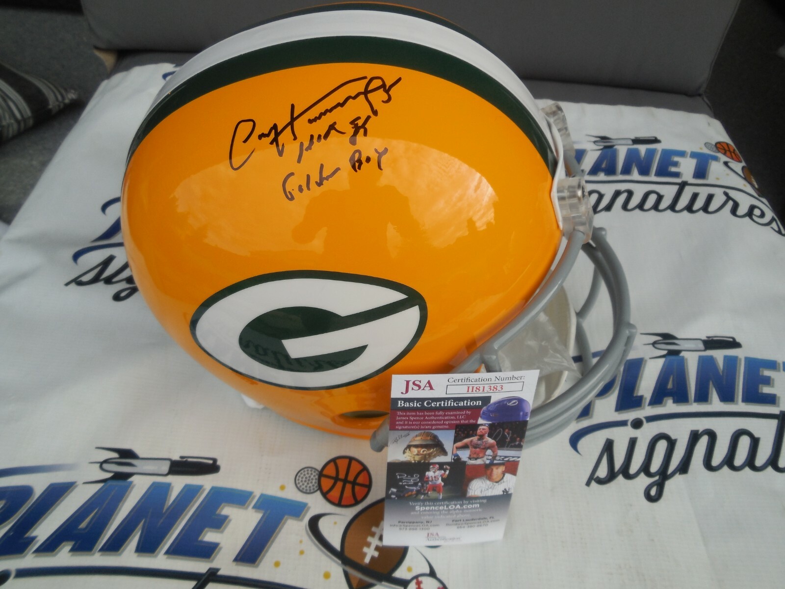 Paul Hornung Autographed Signed Green Bay Packers full size helmet Golden Boy + HOF JSA COA 