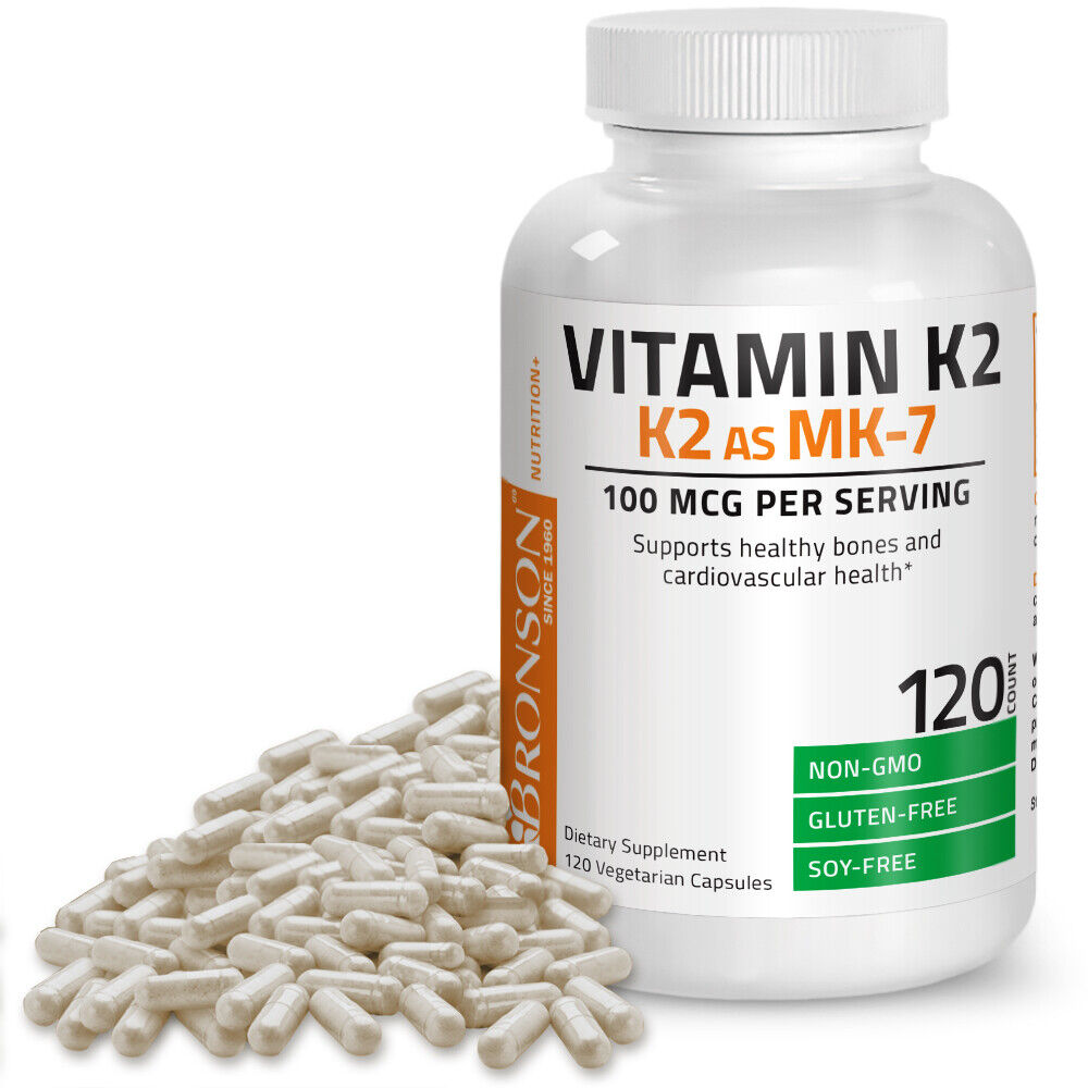 Bronson Vitamin K2 as MK-7 Menaquinone 100 mcg - Non-GMO, Gluten Free, 120 Caps