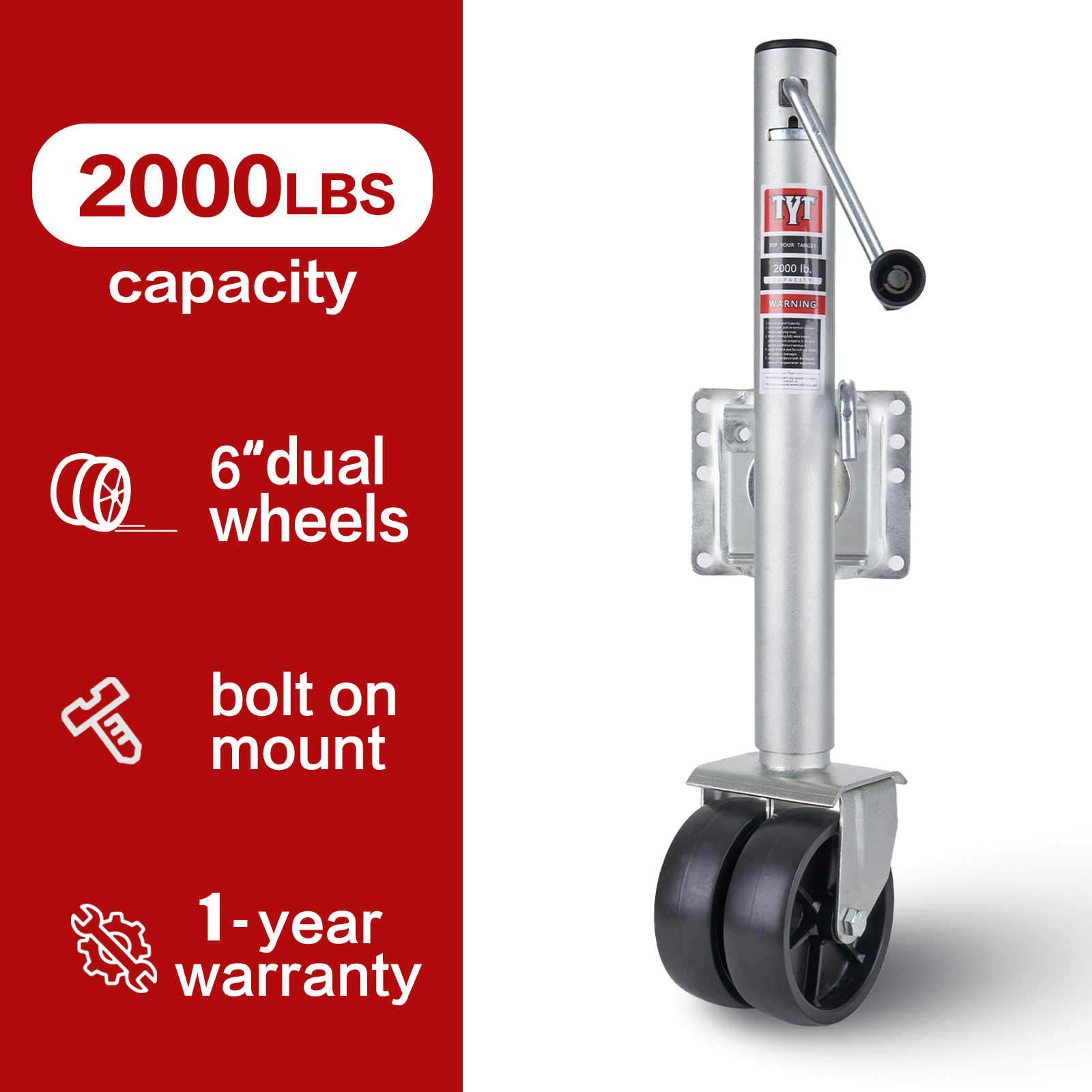 TYT 2000lbs Swivel Trailer Jack Heavy Duty Boat Trailer Jack W/6