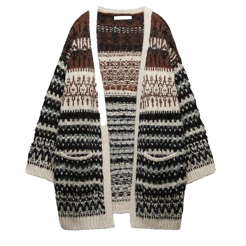Acrílico Fair Isle Cardigans para Mujeres