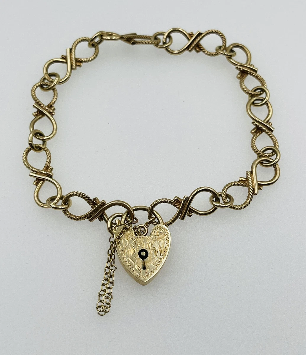 Louis Vuitton Padlock Heart Locket Charm Link Yellow Gold Bracelet