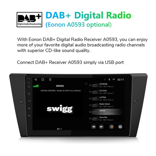 Für BMW 3er E90-E93 9" Autoradio mit Navi CarPlay Android Auto 13 6+64 DAB+ WiFi - Bild 19 von 24