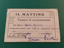Tessera PNF Giornale Giornalista Il Mattino Napoli Da San Marco Argentano Fascio