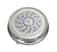 Blue Gems Small Daily Medication Pill Box Organizer Case for Pocket Purse Travel