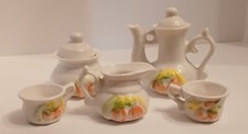 Vintage Miniature porcelain ceramic tea set Fall Veggies 5 piece Unbranded