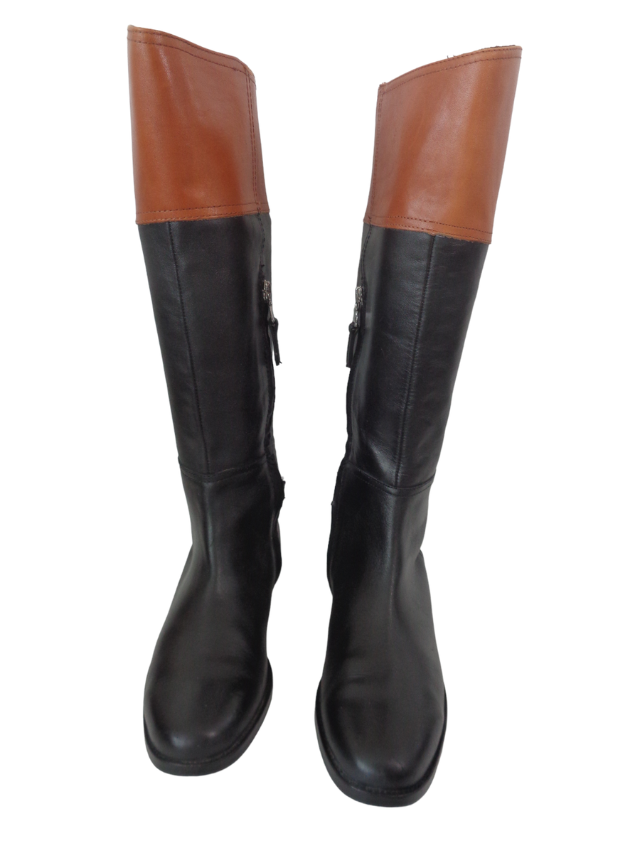 Ralph Lauren RLL Berna 7.5M Black & Brown Leather Tall