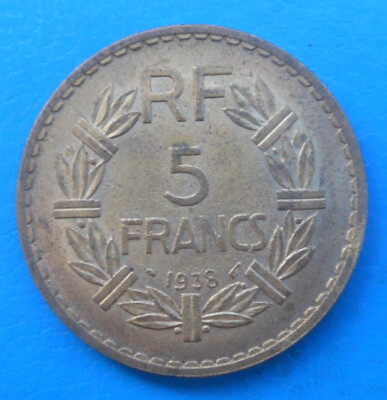 5 Francs Lavrillier 1938 Bronze-Alu - Pièce De Monnaie TB