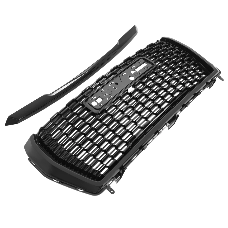 Глянцевая черная передняя решетка и решетка молдинг отделка капота для 2021-2023 GMC Yukon Denali - Изображение 3 из 4