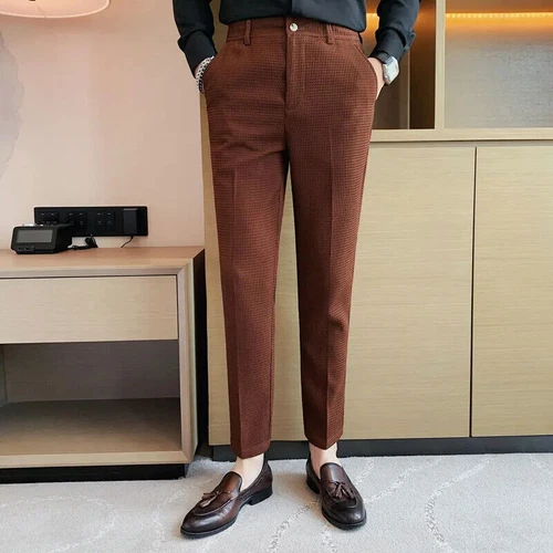 Business Casual Suit Pants For Men Clothing Fit Formal Wear Trousers 36 - Imagen 7 de 30