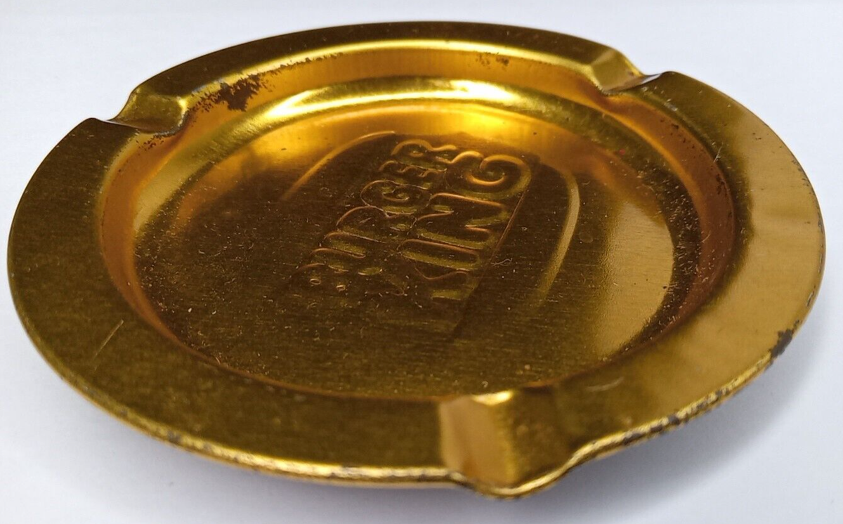 Vintage Burger King Ashtray Gold Metal Fast Food Whopper