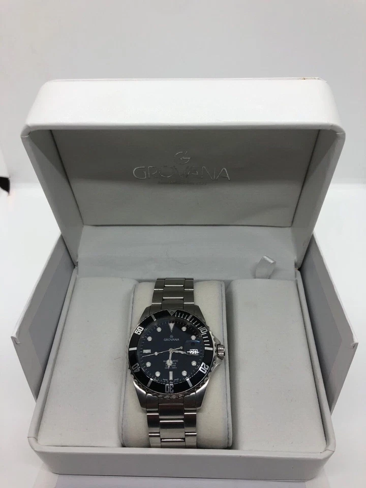 Reloj para hombre GROVANA Diver automático Submariner de acero inoxidable 1571.2 caja de 1000 pies Foto 3 de 4