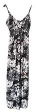 UK 8 Ladies Select Maxi Dress black and white floral beaded strappy