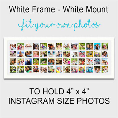 Multi Photo Picture Frame 52 4x4 Instagram Size White Wood Frame White Mount Ebay