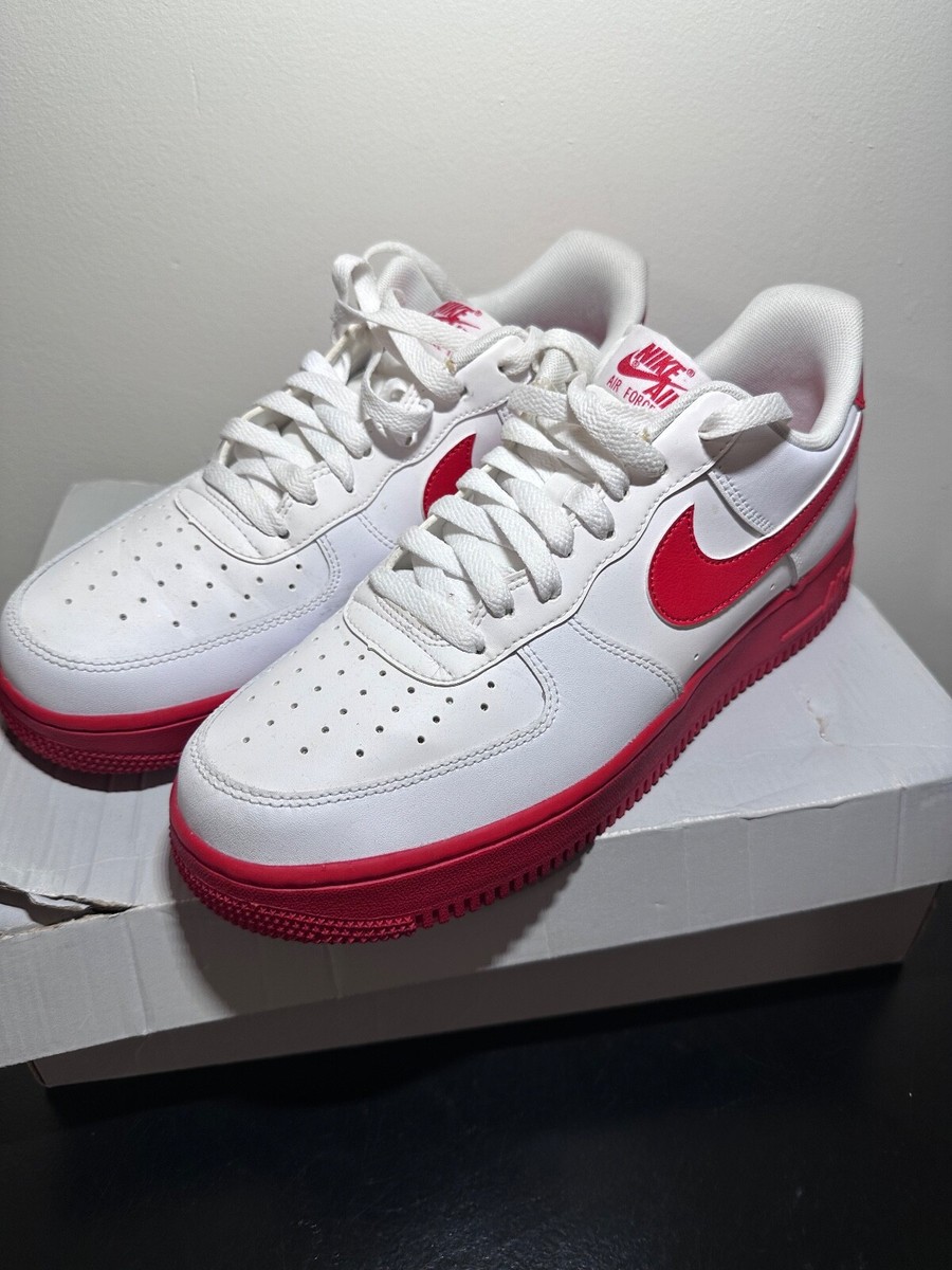 NIKE AIR FORCE 1 LOW WHITE/RED SOLE SNEAKERS CK7663-102 MENS