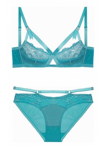 Dita Von Teese Madame X Wired Bra and Brief set Aquamarine 32D/UK12 Medium NWT - Picture 4 of 9