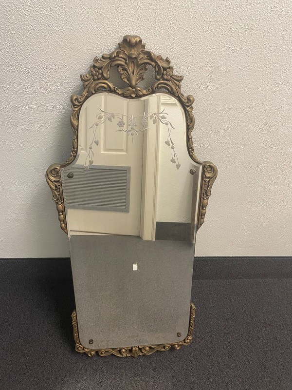 Antique Ornate Etched  Nurre Maestro  Mirror