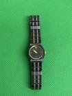 Vintage Ladies Seiko  2P20-0A30  Japan Abstract Black Gold 1995 Watch Rare Deco