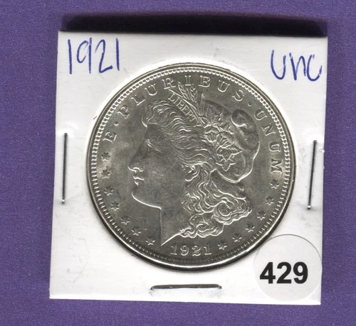 1921-P Morgan Silver Dollar, AU (90% Silver)