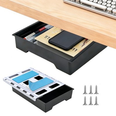SelfAdhesive Under Desk Slide Out Hidden Storage Drawer Pencil Tray Organizer