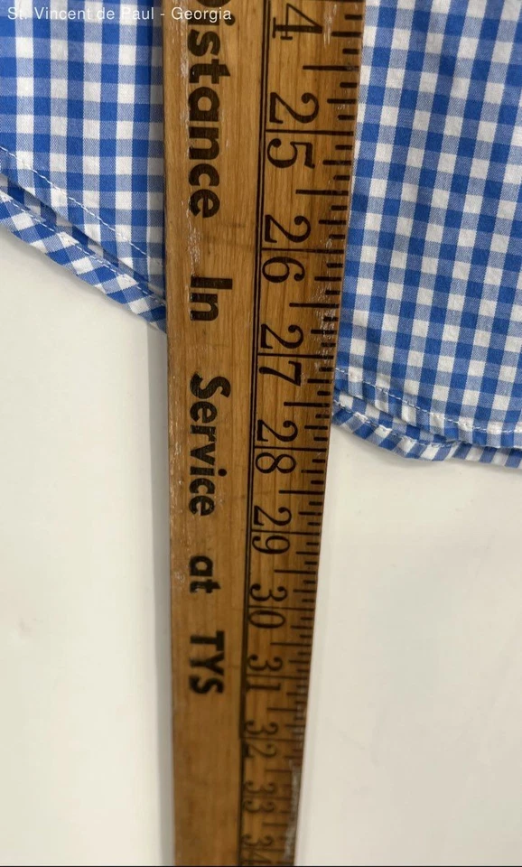 Vineyard Vines Blue Gingham Button Down Wale Shirt Dress Shirt Men's XS Preppy - Image 4 of 4