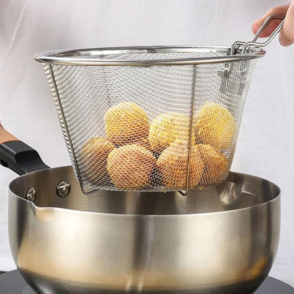 2 Pcs Frying Basket with Two Handles Small Deep Reusable Chips - Image 4 of 4