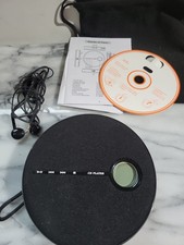 Portable Personal CD Player - Sleek Black Minimalist Design with Earphones