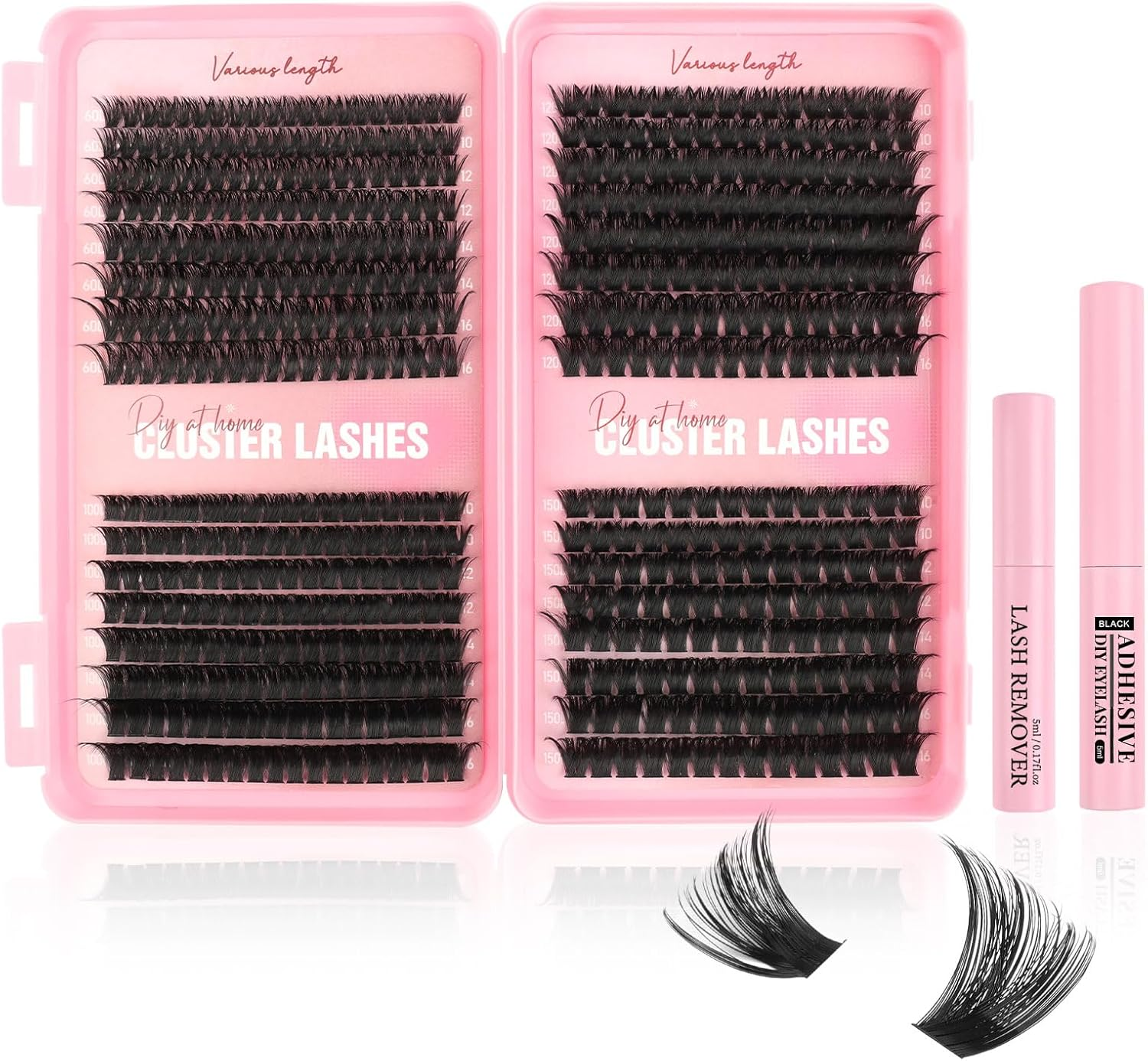 Cluster Lashes Kit 544PCS Individuel Eyelashes with Lash Glue & Remover D Curl F