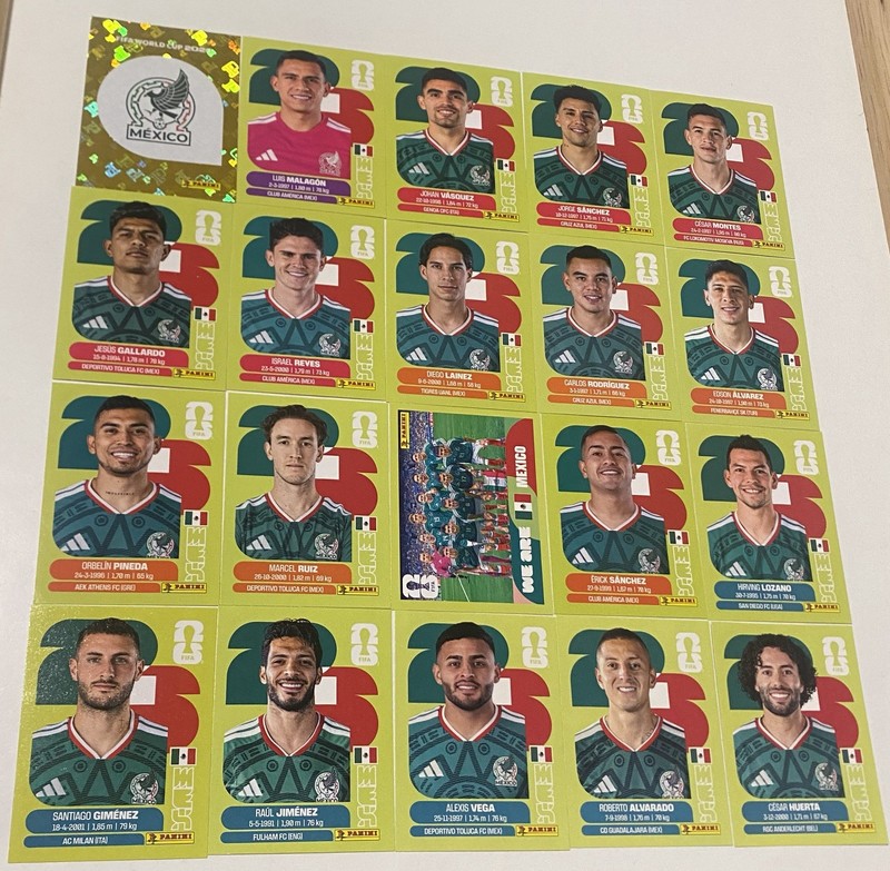 20x Mexico Complete Swiss Edition Green 2026 World Cup Panini United Edition