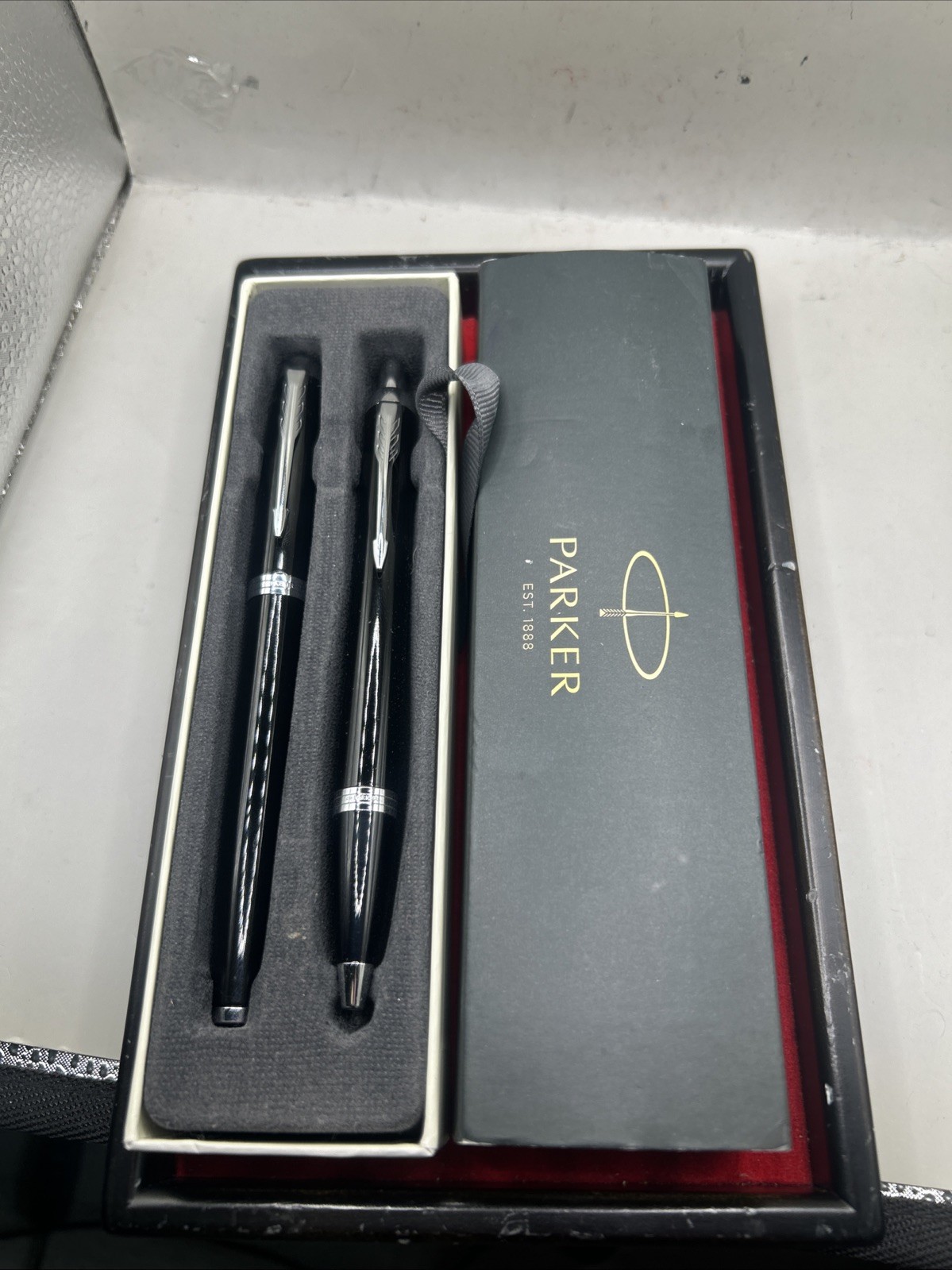 PARKER IM Fountain Pen And Ballpoint Pen See Black Lacquer CT Boxed
