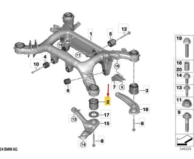 BMW XM G09 Rear Axle Carrier Rubber Mount Front 33308841776 NEW GENUINE
