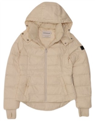 Calvin Klein Jeans Damen Oversized Wattierte Jacke UK 10 Small Off White WK24