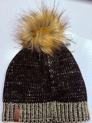 Ziener Incline Black Hat with Faux Fur pompon #152133-12