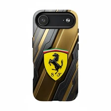 Ferrari Gold Racing Shield Pattern iPhone Case for 17 16 15 14 13 12