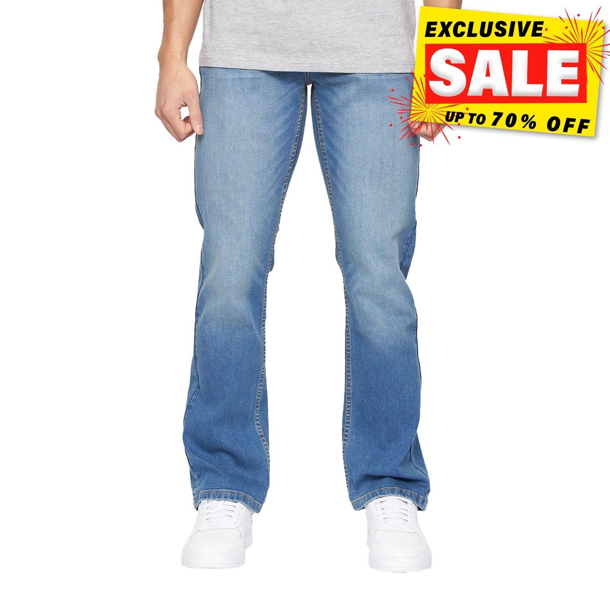 Crosshatch Winsbury Mens Fashion Casual Designer Bootcut Bottoms Jeans Blue