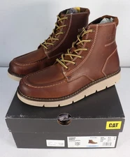 Caterpillar Men's Covert Mid Waterproof Boots Brown Leather Size 8.5 M New