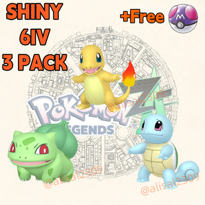 Kanto Starters Shiny Charmander+Bulbasaur+Squirtle 6IV Pokemon Legends