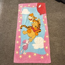 Vtg Disney Beach Towel Pooh, Tigger, Piglet Take a Balloon Ride 30" x 58