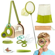 Bug Catcher Kit for Kids, Outdoor Explorer Toy Set with Butterfly Net, Wooden...