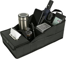 Car Seat Organizer PU Leather Storage Caddy Front Back Seat Travel Black