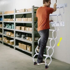 Loft Pull Down Ladder 7 Step Wall Mounted Folding Loft Ladder Stairs