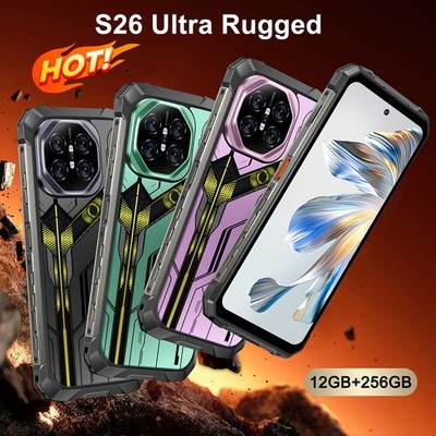 Rugged Smartphone S26 Ultra 12+256G Unlocked Cell Phone Dual SIM 5G 10000mAh NFC