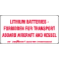 Labelmaster L415 Forbidden Lithium Battery Label 4"X2", White/Red, Pk500