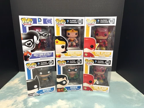 Funko Pop DC Comics Super Heroes lot of 6 vinyl figure Batman Robin the Flash