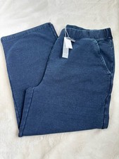 New Chico  s Zenergy Blue Knit Cropped Pants Size 1 /XL Wide Leg Pull On NWT