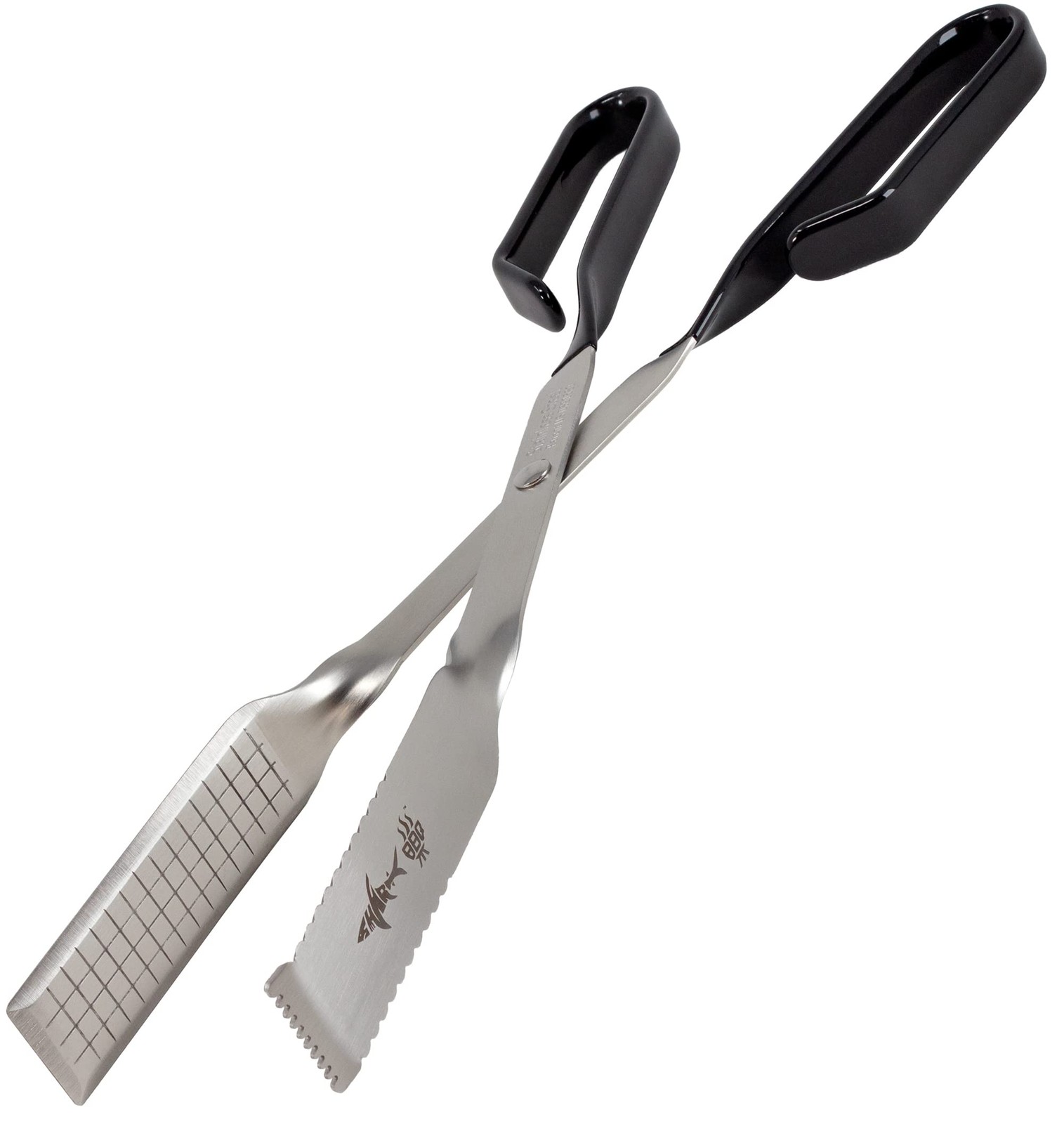 Grill Tongs Kitchen & Outdoor Cooking Shark BBQ, 13 Inch Long Reach Pro-Grade